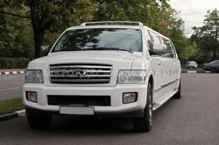 Аренда лимузина Infiniti QX56 (Инфинити), цвет белый, 18-20 мест